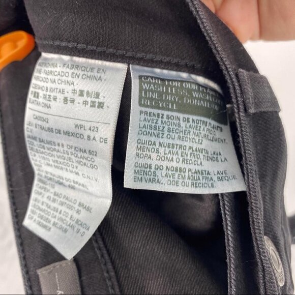 Levi’s black shiny waxy mid rise bootcut skinny. Stretch glam punk. Sz 27 - Picture 7 of 9